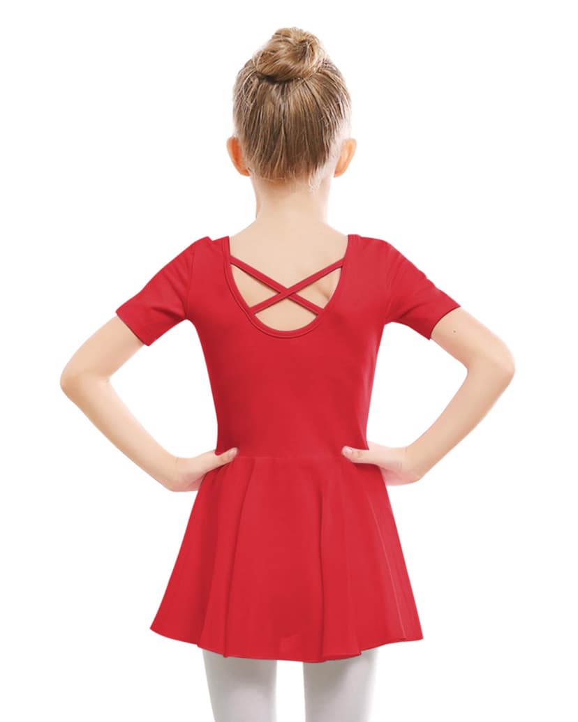 Stelle Ballet Leotards for Girls Toddler Ballet Outfit Dance Leotard Dress | Ballerina Outfit Dress, Criss-Cross & Bow Back, Soft Stretch Fabric, Short Sleeve, Dance Recital, Gymnastics, Performance