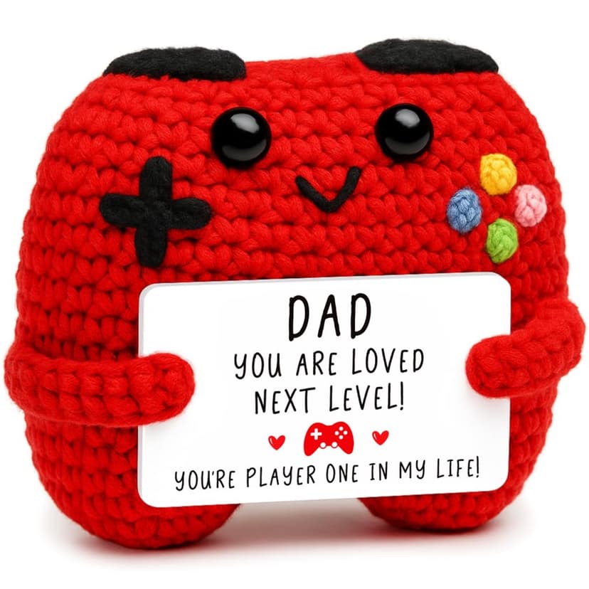 Busy Gaming Life Crochet Game Controller Dad Gifts for Fathers Day Birthday, Best Dad Ever Gifts for Father from Son Daughter, New Dad Gift for Daddy