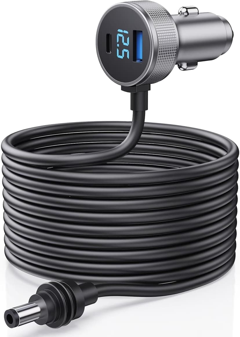 Starlink Mini Cable, 3 in 1 Starlink Mini Car Charger DC Power Cable+ Cigarette Lighter Adapter 12V-48V with Digital Display, Durable USB C PD 40W and USB A 35W Ports for Trucks and Cars (16.4FT)