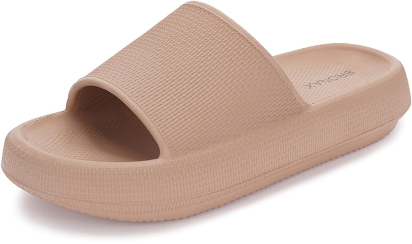 BRONAX Cushioned Thick Sole Pillow Slippers for Women and Men Y10 | Cloud-Like Soft Sole, Foot Pain Relief, EVA Platform Sole, Indoor Outdoor Slides, Waterproof Shower Ready, Quick-Drying