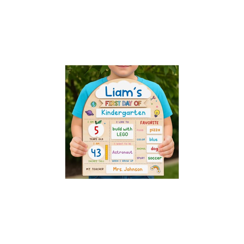 My First Day of School Sign, First and Last Day of School Board | Included Marker, Reusable, Wooden and Acrylic, 12"x 10", Easy to Write & Clean, Gift-Ready Box