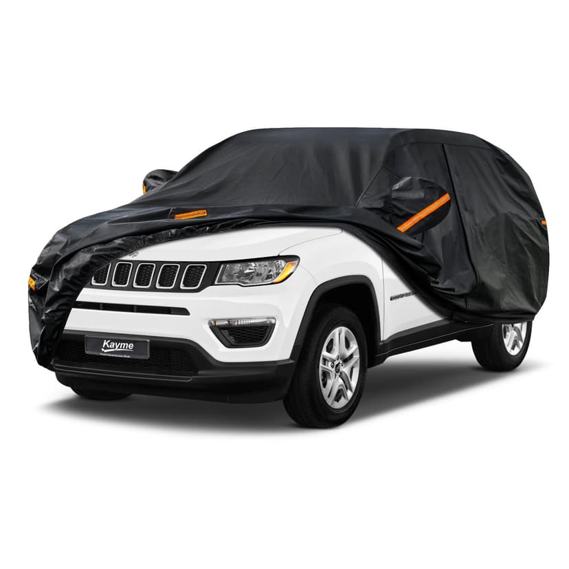 Kayme 7 Layers SUV Car Cover Custom Fit for Jeep Compass (2006-2025) Waterproof All Weather for Automobiles, Outdoor Full Cover Rain Sun UV Protection.Black
