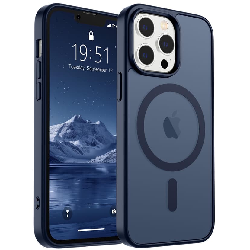 SUPFINE Magnetic for iPhone 13 Pro Case (Compatible with MagSafe) (Military Grade Drop Protection) Translucent Matte Shockproof Phone Cover,Dark Blue