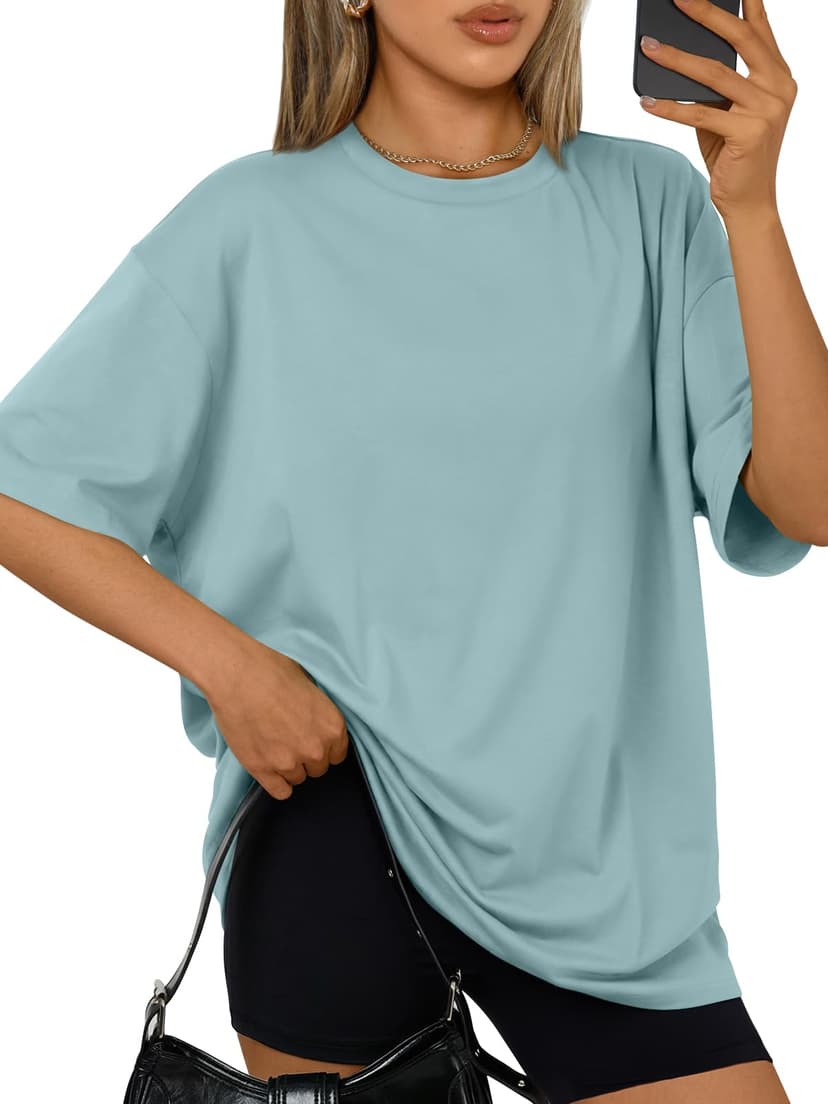 Trendy Queen Womens Oversized Summer T Shirts Plus Size Spring Cute Casual Tops Short Sleeves Fashion Workout Clothes