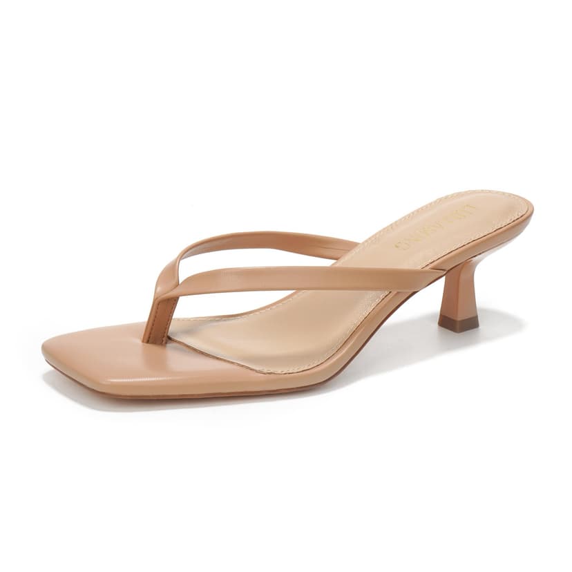 LULLASONG Women's Kitten Heels Sandals Square Open Toe Flip Flop Heels 1.8-2 Inch Heeled Sandals for Women