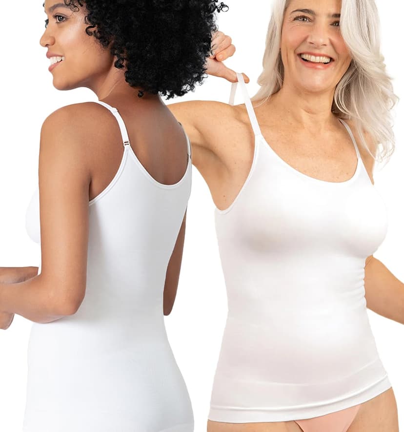 SHAPERMINT Scoop Neck Smoothing Cami, Shapewear Tank Top for Women | Scoop neck shaping cami with gentle 360° tummy, back and side smoothing, adjustable straps and seamless everyday layering.