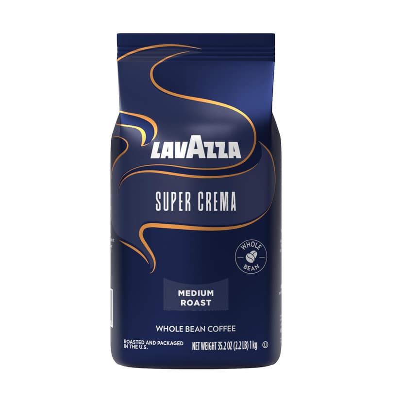 Lavazza Super Crema Whole Bean Coffee, Medium Espresso Roast, Arabica and Robusta Blend, 2.2 lb Bag, Package May Vary (Pack of 1)