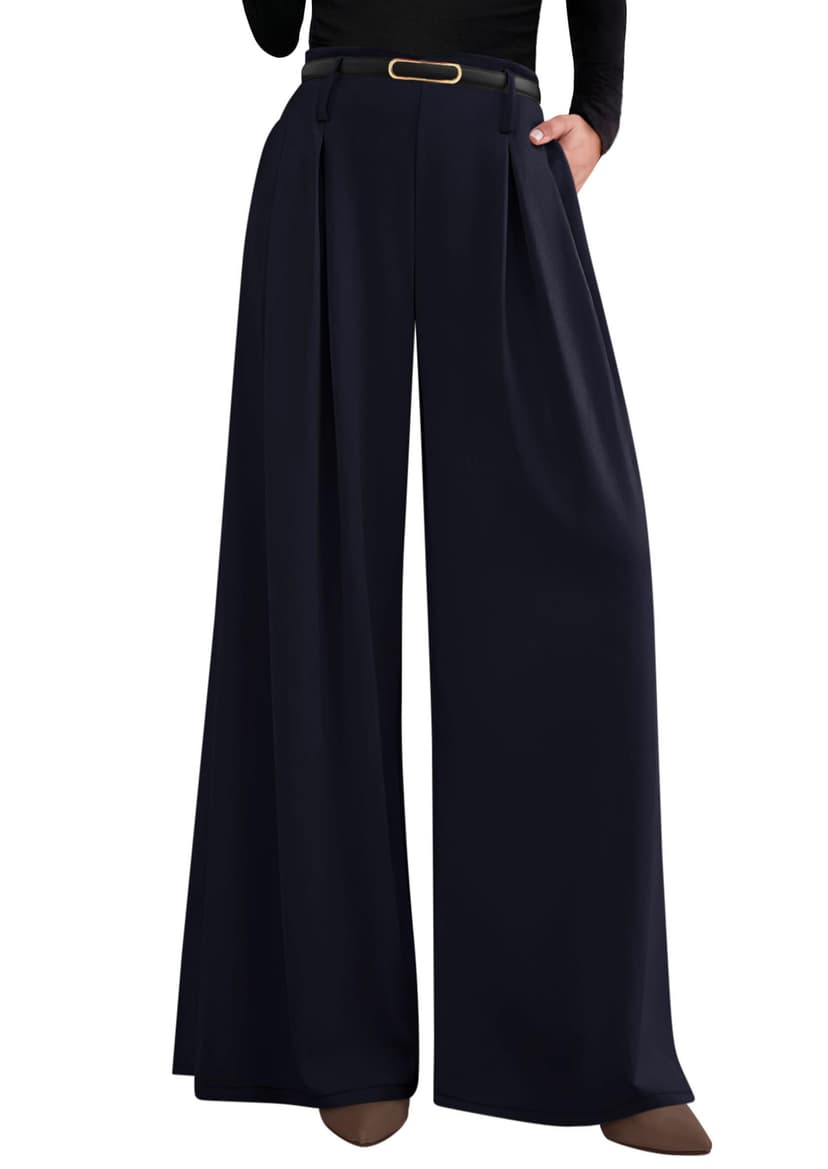 PRETTYGARDEN Womens Wide Leg Trousers 2026 Elastic High Waisted Dress Pants Pleated Slacks Flowy Business Work Palazzo Pants