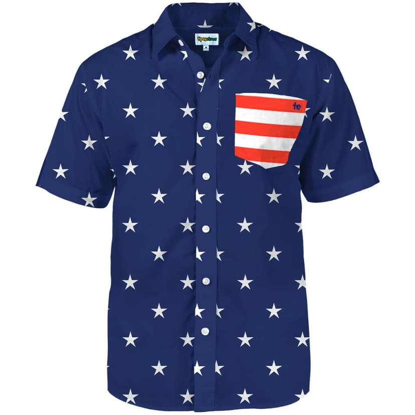 Tipsy Elves Patriotic Shirts for Men - USA Short Sleeve Button Up American Flag Shirts for Men for 4th of July