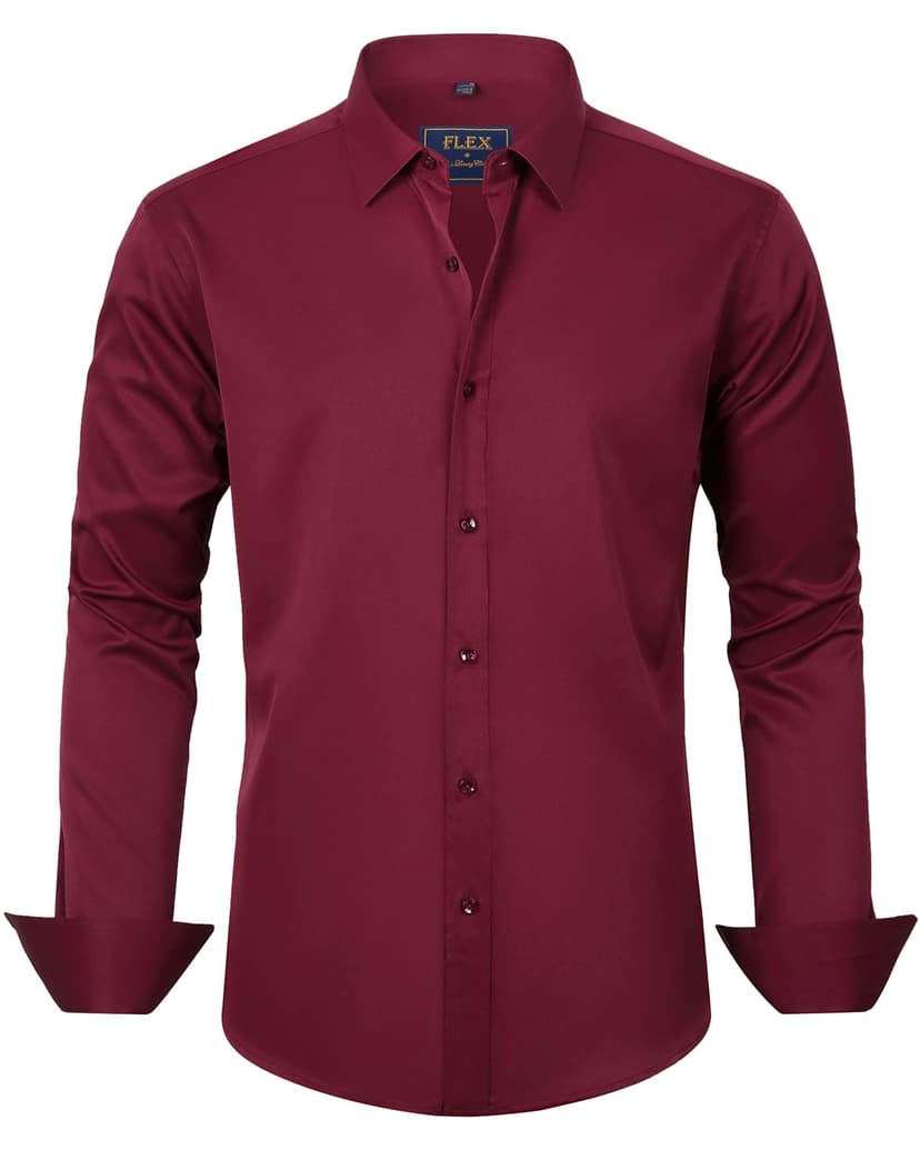 J.VER Men's Dress Shirts Solid Long Sleeve Stretch Wrinkle-Free Formal Shirt Business Casual Button Down Shirts