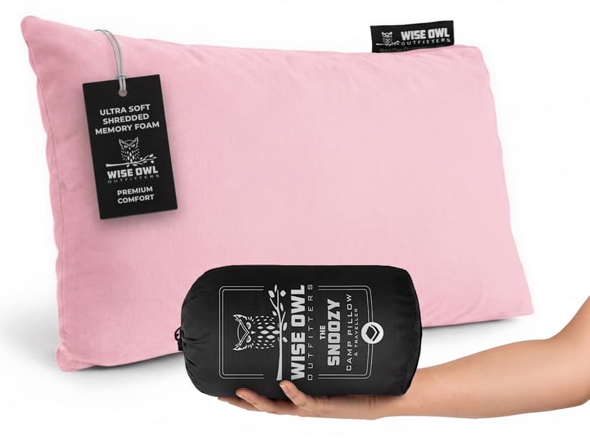 Wise Owl Outfitters Camping Pillow – Memory Foam Travel Pillow for Airplane Sleeping, Hiking, Backpacking & Outdoor Use - Small & Portable for Adults, Car, Camp & Tent
