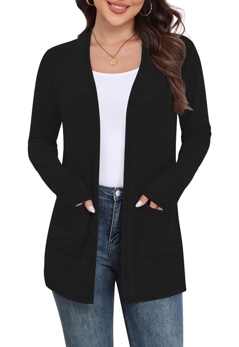 Yincro Womens Lightweight Cardigan Long Sleeve Open Front Casual Sweater Cardigans with Pockets