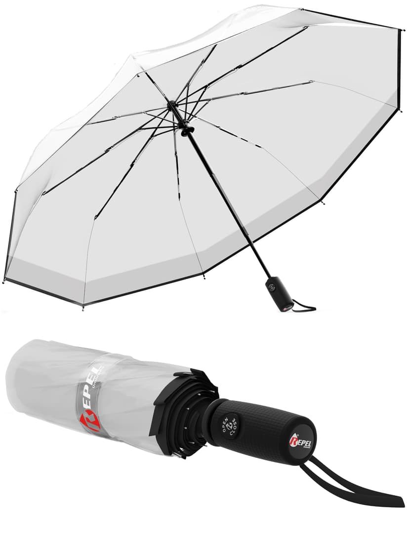 Repel Windproof Travel Umbrella - Compact & Withstands Winds up to 100MPH, Strongest Premium Auto Folding Umbrella for Rain and Sun - Durable, Light & Portable for Women & Men, Fits Backpack & Cars