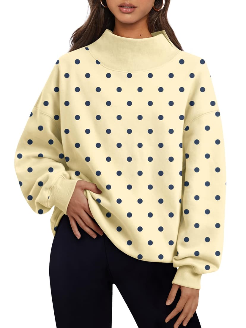 Trendy Queen Womens Mock Neck Sweatshirts Oversized Pullover Fall Outfits | Fall Fashion Clothes 2026,Teacher Outfits,Long Sleeve Tops,Comfort Soft Fleece,Casual Lounge Travel Work Hiking Outfit