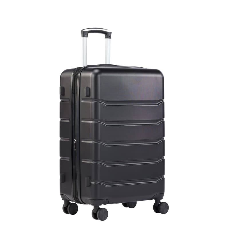 Sweetcrispy Carry on Luggage, Hard Shell ABS Suitcase with Double Spinner Wheels, Lightweight Expandable Rolling Suit Case with TSA Lock, 21 Inch Charcoal Black