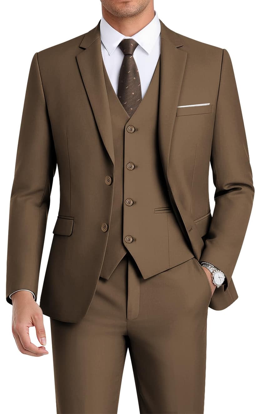 WEEN CHARM Men's 3-Piece Slim Fit Suit Set-2-Button Blazer,Vest & Pants-Formal Wedding,Prom,Party & Business Tuxedo