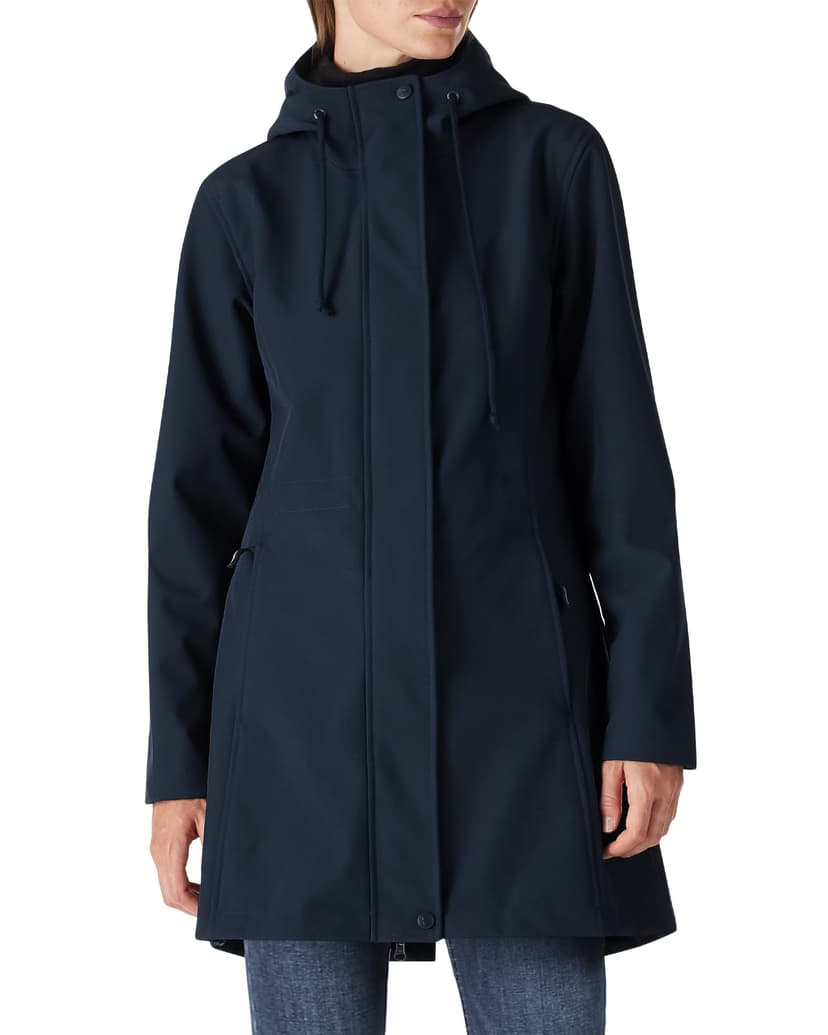 Outdoor Ventures Women's Lightweight Waterproof Fleece Lined Hooded Softshell Rain Jacket, Warm Windbreaker Long Coat