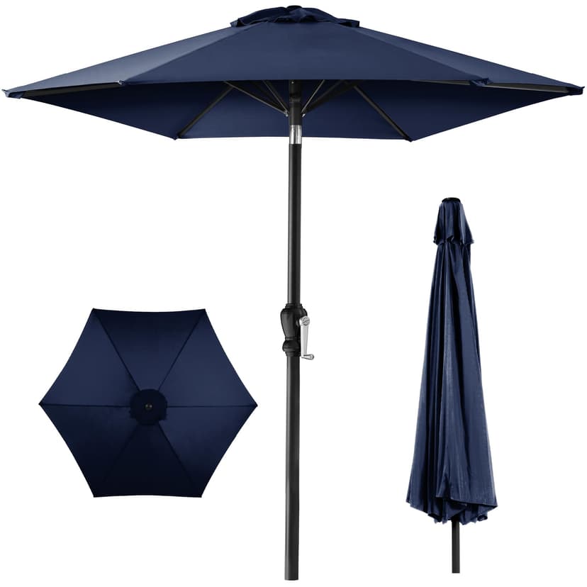 Best Choice Products 10ft Outdoor Patio Umbrella, Outdoor Table Umbrella, Yard Umbrella, Market Umbrella with 8 Sturdy Ribs, Push Button, Tilt and Crank - Navy Blue