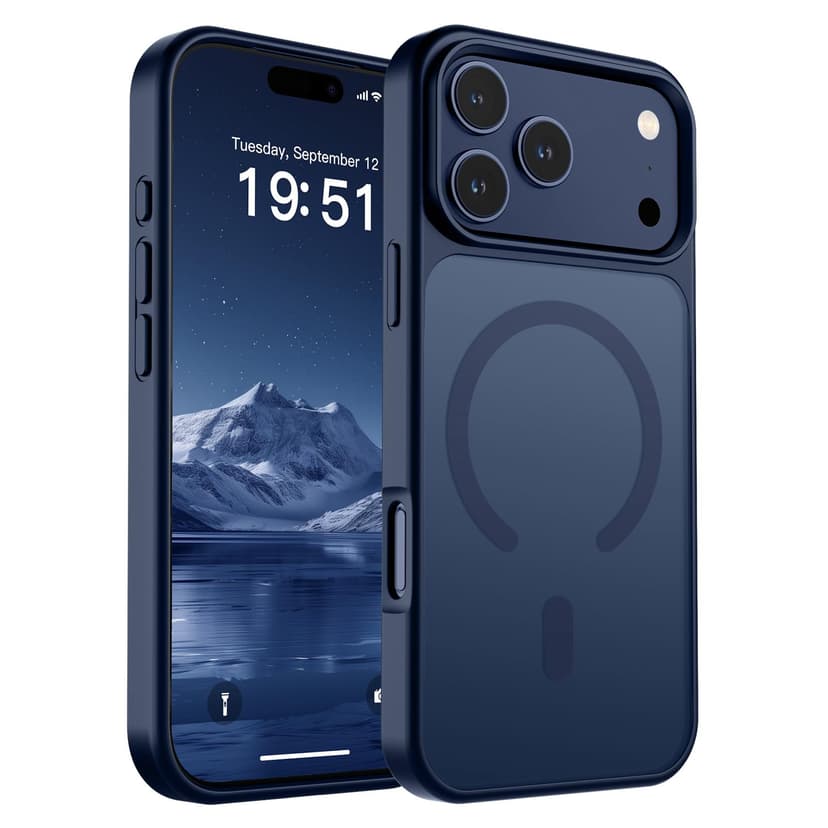 SUPFINE Magnetic for iPhone 17 Pro Max Case (Compatible with MagSafe)(Military Grade Drop Protection) Translucent Matte Shockproof with Anti-Fingerprint Phone Cover,Dark Blue