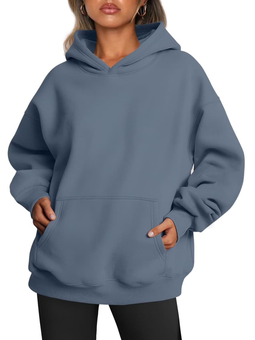 Trendy Queen Womens Hoodies Oversized Sweatshirt | Cozy Fleece Sweaters, Basic Pullover Shirts, Large Kangaroo Pocket, Seamless Daily Outfit Match