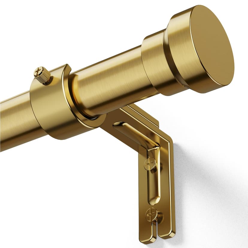 YaFex Curtain Rods 32-144 Inch, Heavy Duty 1 Inch Adjustable Curtain Rod for Windows, Warm Gold Extra Long Window Treatment Rods, Modern Design, Easy Installation