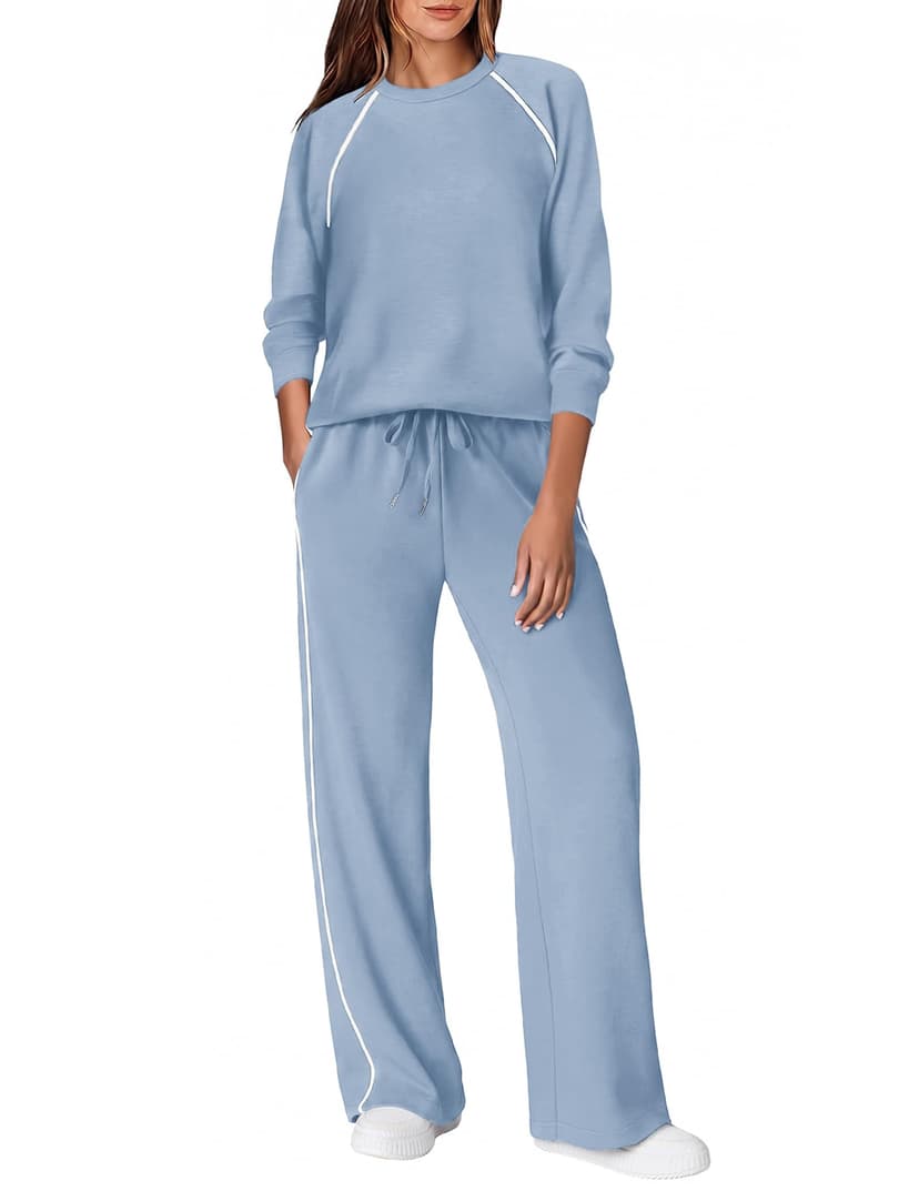 Ekoauer Lounge Sets for Women 2 Piece Sets Matching Wide Leg Pants Outfits | For Airport Vacation Travel Going Out,With Pockets,Machine Washable