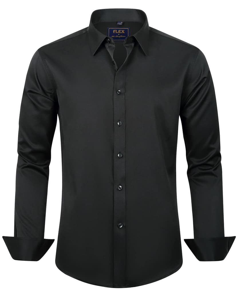 J.VER Men's Dress Shirts Solid Long Sleeve Stretch Wrinkle-Free Formal Shirt Business Casual Button Down Shirts