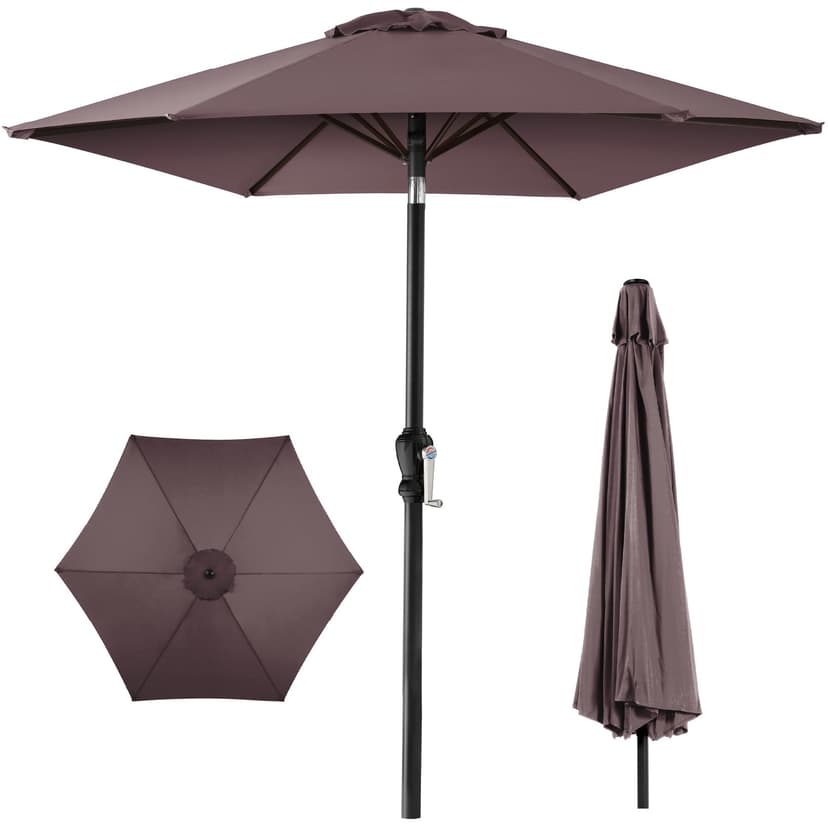 Best Choice Products 10ft Outdoor Patio Umbrella, Outdoor Table Umbrella, Yard Umbrella, Market Umbrella with 8 Sturdy Ribs, Push Button, Tilt and Crank - Deep Taupe