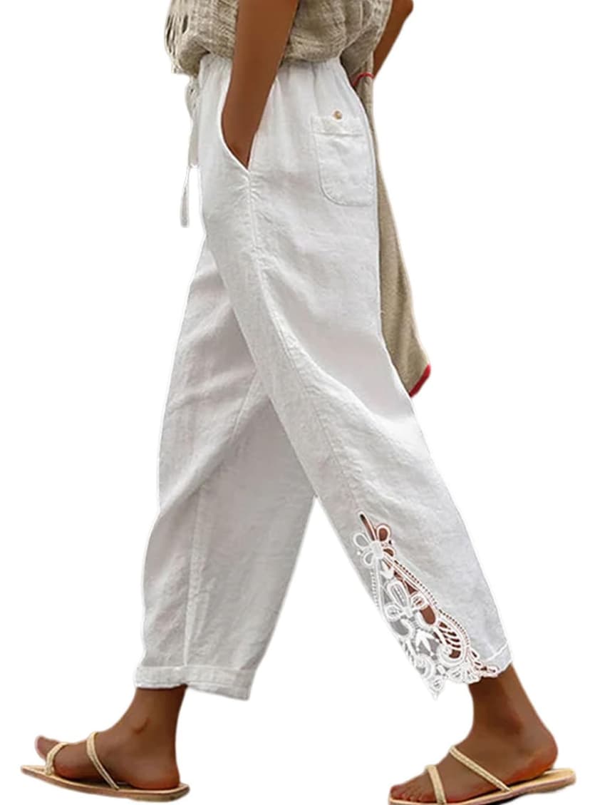 Acelitt Women Casual Lightweight Drawstring Elastic Waist Pants with Pockets, S-XXL