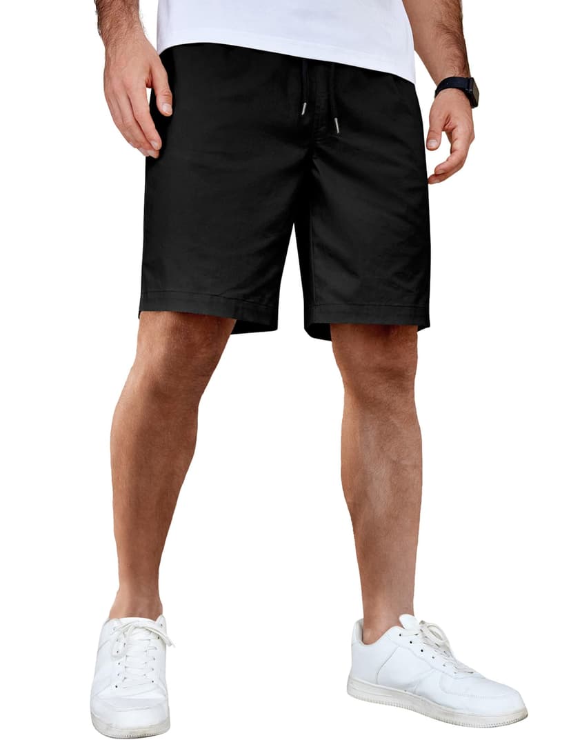 COOFANDY Men's Casual Shorts Cotton Elastic Waist Drawstring Shorts Lightweight Summer Beach Shorts