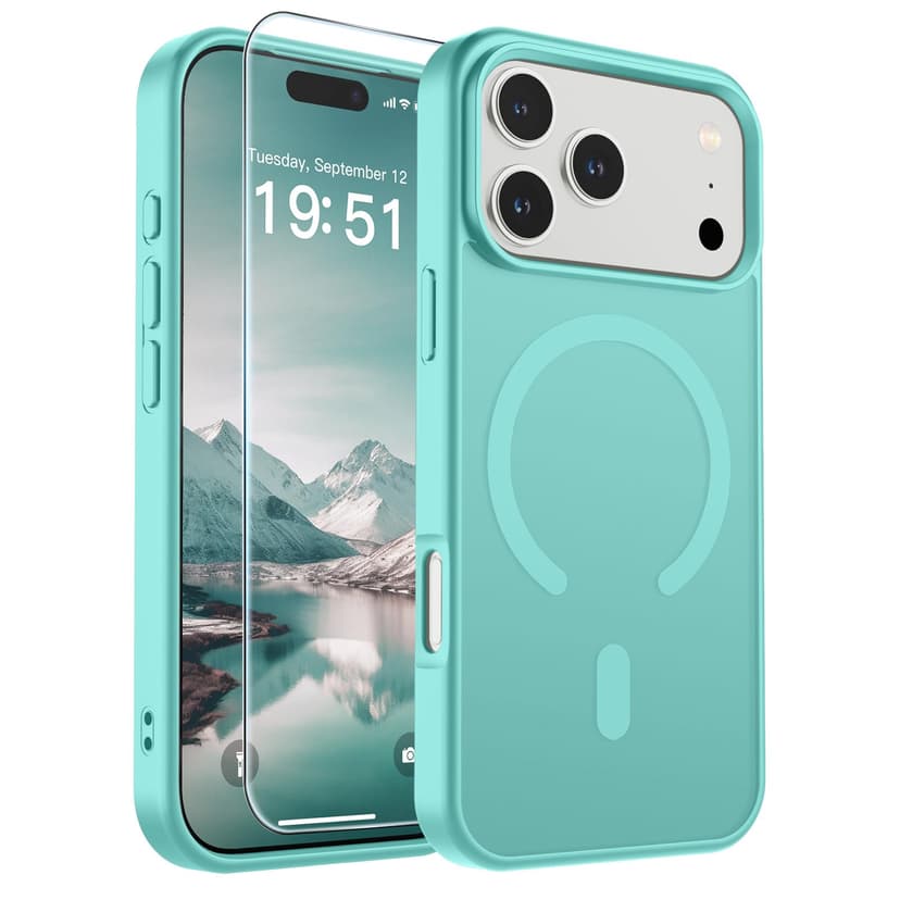 SUPFINE Magnetic for iPhone 17 Pro Case (Compatible with MagSafe)(Military Grade Drop Protection) Translucent Matte Shockproof with Anti-Fingerprint Phone Cover,Blue Green