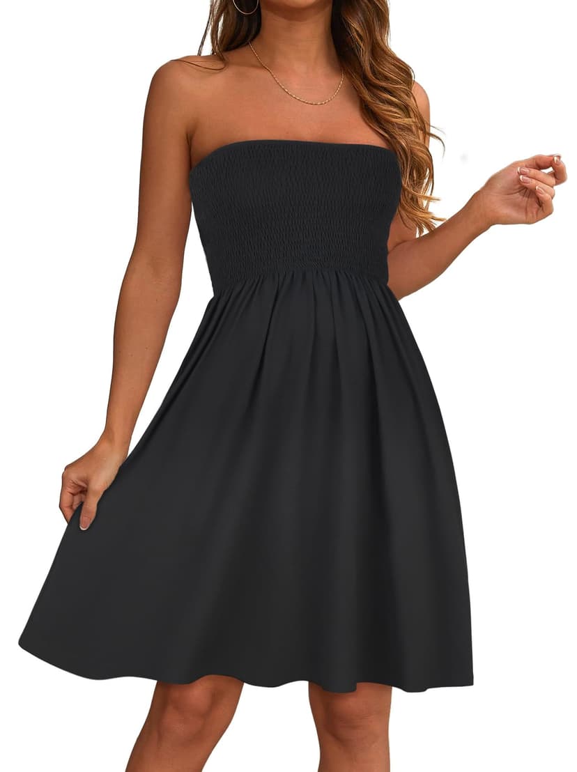 elescat Summer Dresses for Women 2026 Strapless Casual Beach Cover Ups Tube Top Sundress