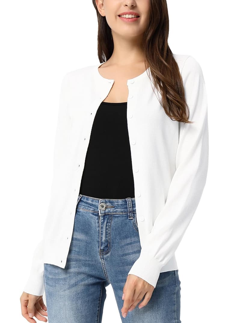 GRACE KARIN Womens Long Sleeve Knit Cardigan Sweaters Casual Dressy Open Front Button Down Cardigans Spring Outfits