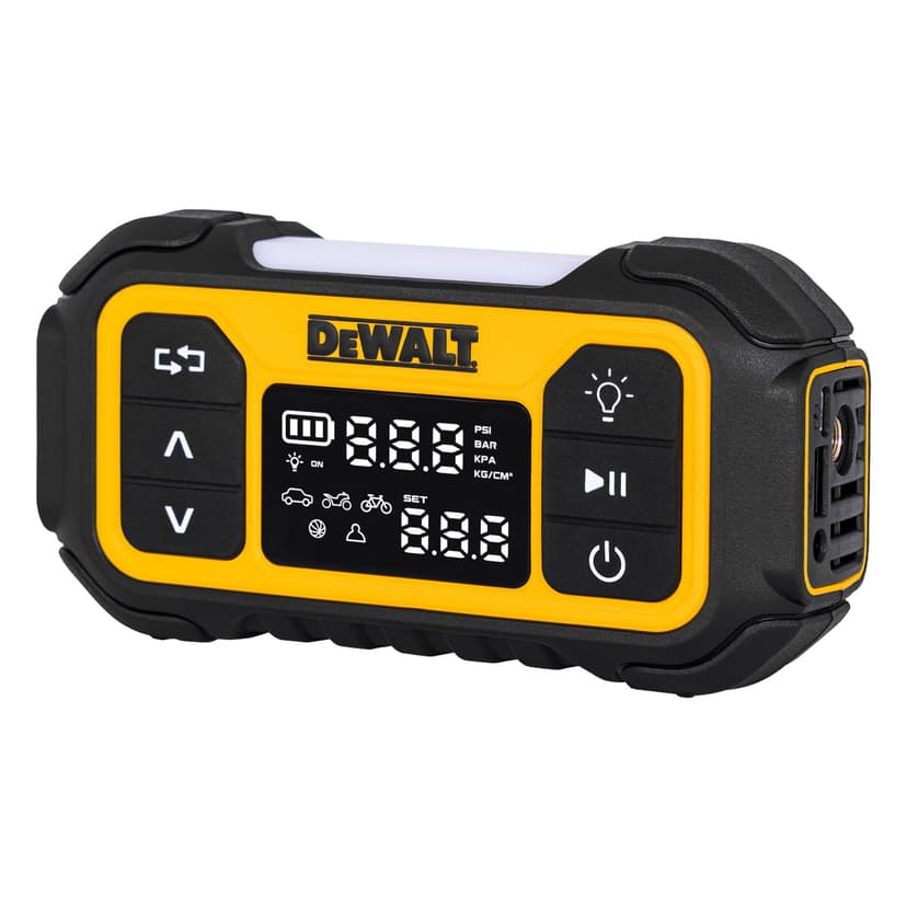 DEWALT Tire Inflator, Portable Air Compressor with Digital Pressure Gauge & Auto Shut Off, 150 PSI 12V DC Corded & Battery Powered Car Tire Pump with LED Light for Car, Motorcycle, Bike, Sports Balls