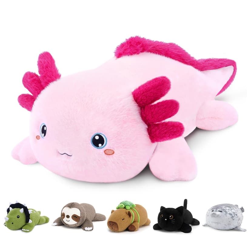 SQEQE Weighted Stuffed Animal Axolotl, Soft Weighted Axolotl Plush Toy, Cute Hugging Pillow Gift for Kids Adults, Home Decoration Valentines Gifts Birthday Present 13.8 Inch, 1.7 Lb