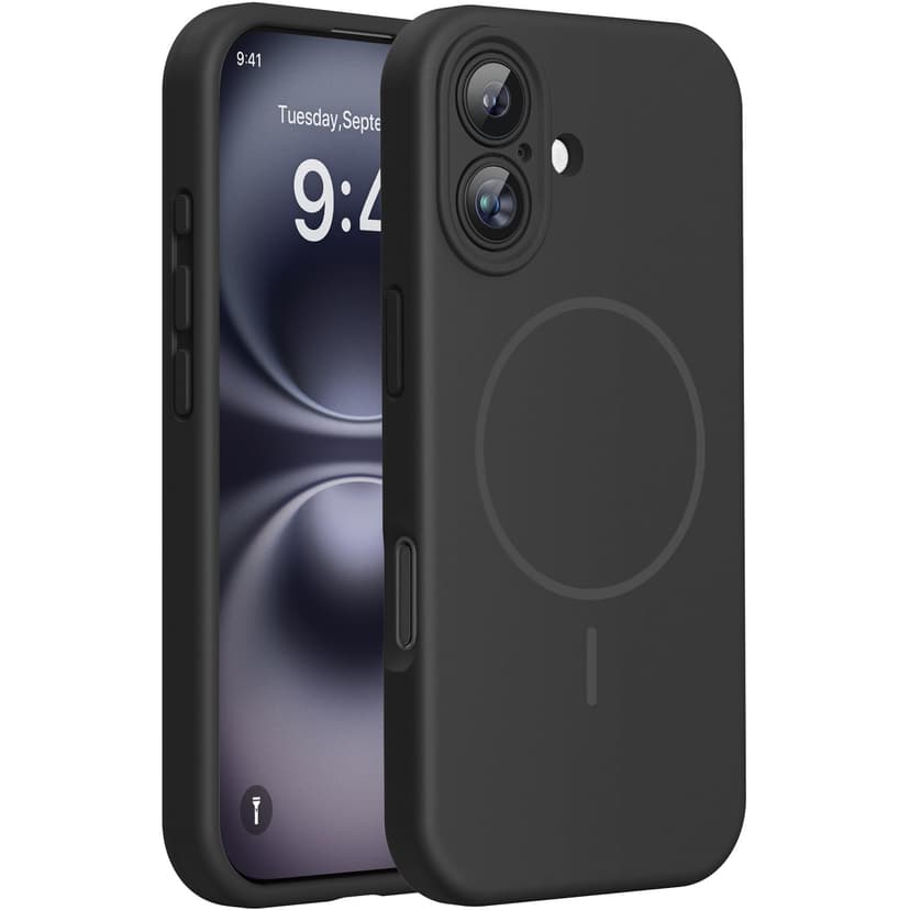 Miracase Compatible with iPhone 16 Case, [Soft Anti-Scratch Microfiber Lining], Compatible with MagSafe, Liquid Silicone Case Shockproof Drop Protection Phone Case for 16,Black