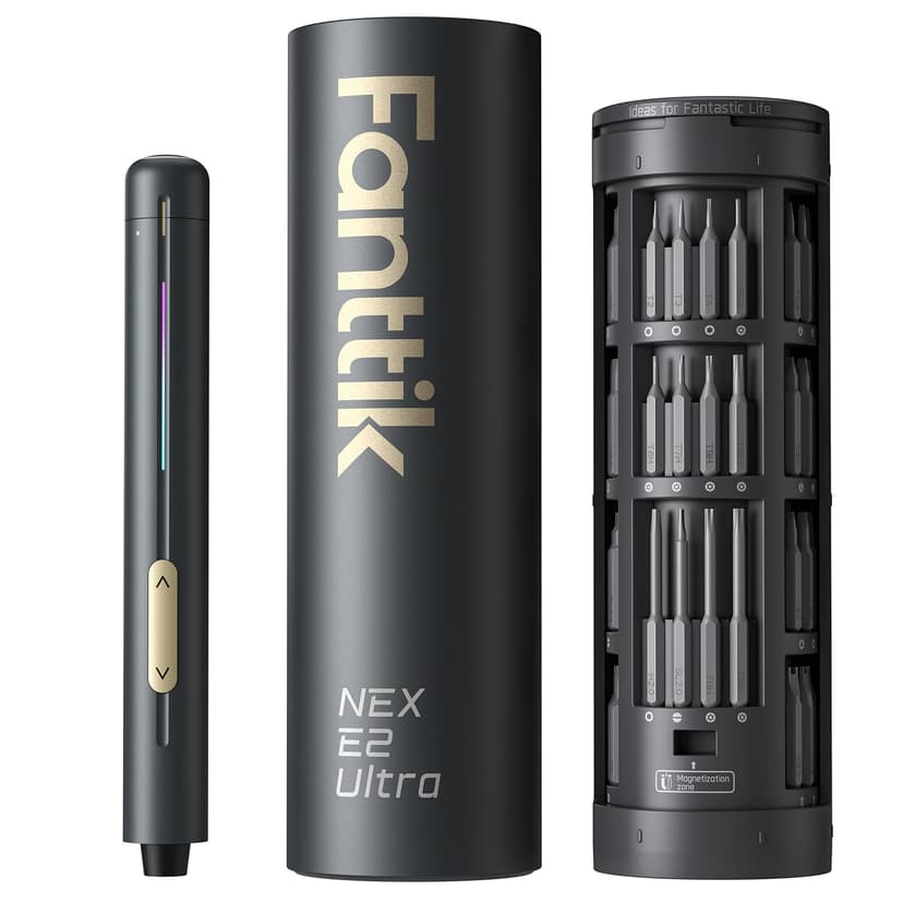 Fanttik E2 Ultra Electric Screwdriver, 0.6N.m Mini Screwdriver Set, 50 Magnetic Bits, 5/32'' Precision Screwdriver for Laptop, PC, Phone, 3D Printer, RC Cars, Drone, Electronics Repair Tools (Grey)