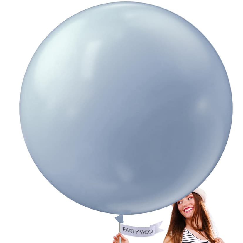 PartyWoo Dusty Blue Balloons 4pcs Slate Blue Boho Neutral Color | 36 Inch Balloons for Baby Shower Wedding Anniversary Retirement Cat Tornado Birthday Baby Party Decorations Blue-F51