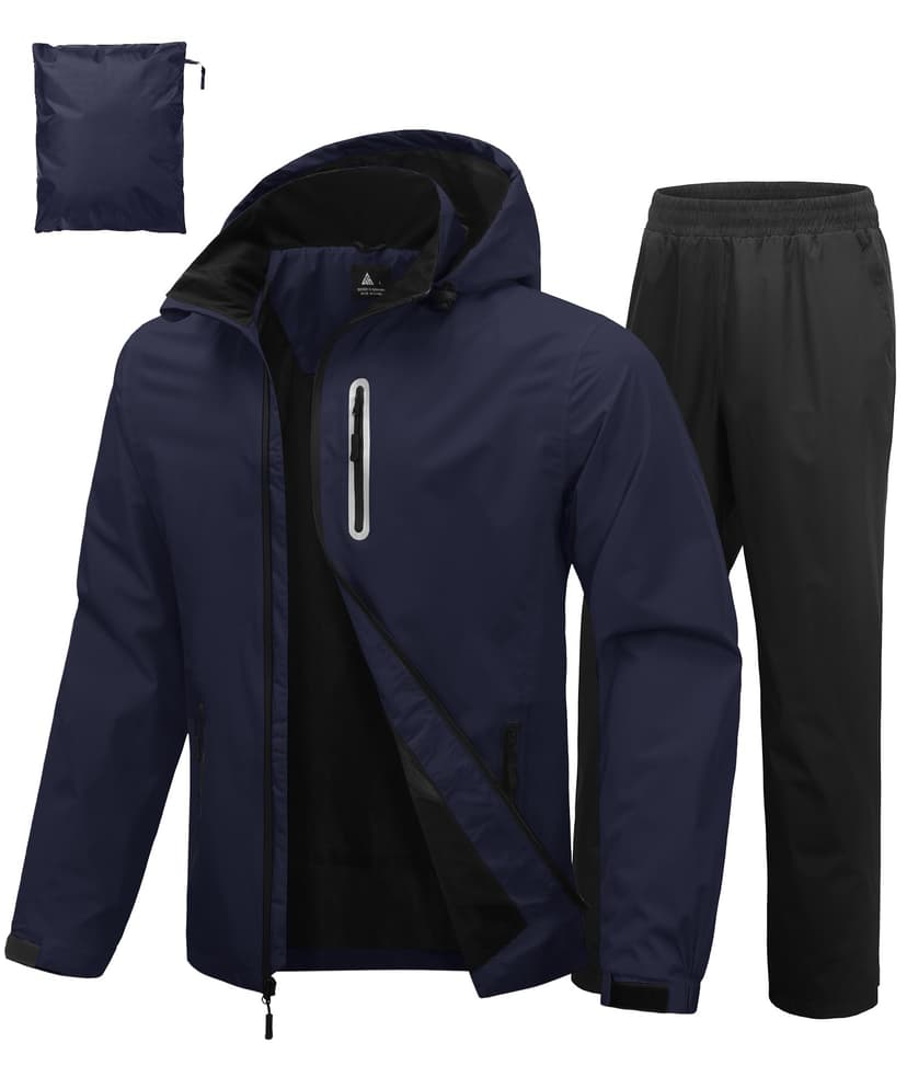 SWISSWELL Men's Waterproof Golf Rain Suit Rain Gear Jacket and Pant Outdoor Lightweight Hooded Raincoat S-5XL