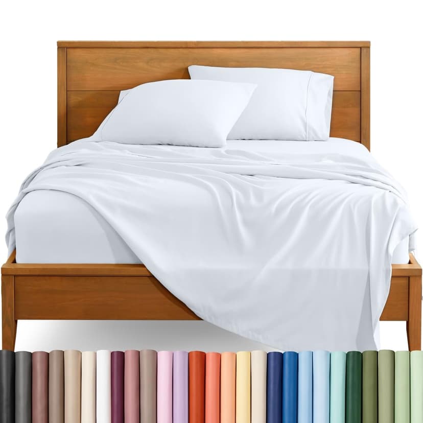 Bare Home Full XL Sheet Set - 1800 Ultra-Soft (Full XL, White) | Deep Pockets 6 to 15 Inches, Breathable, Hypoallergenic, Hotel Luxury, Easy Fit, Soft, All-Season