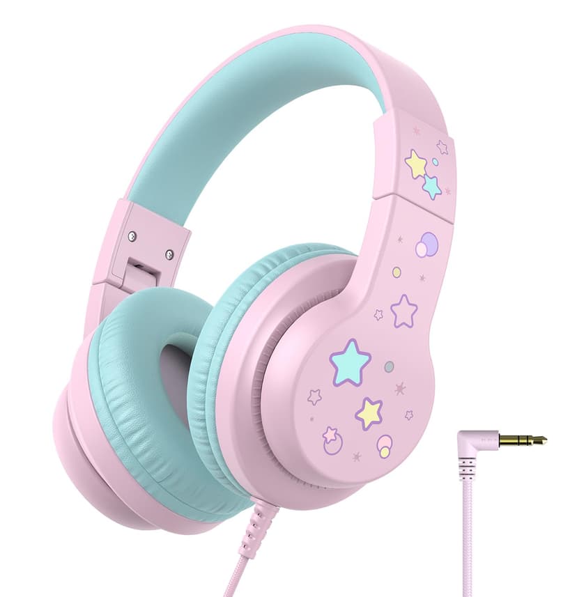 iClever HS19S Kids Headphones for School, Over-Ear for Toddler Boys Girls | SafeSound Tech, Stereo Sound, Kids Headphones with Cord, Durable Foldable 3.5mm Wired Headphone for iPad/Tablet/Travel