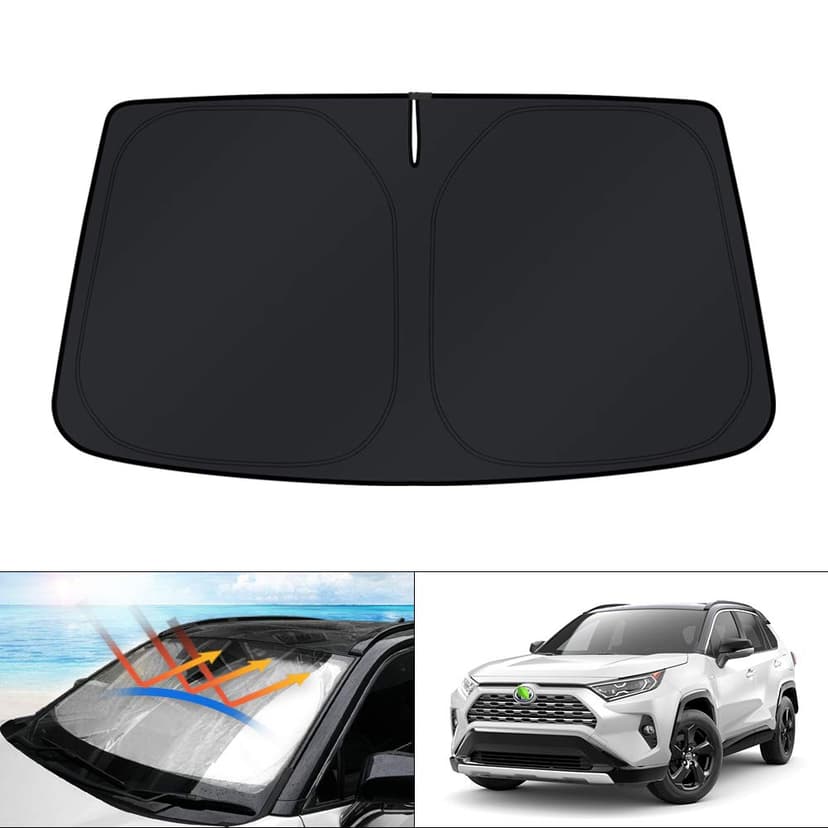 KUST Windshield Sun Shade for Toyota RAV4 2019-2022 2023 2024 2025 2026 Window Accessories Shade Sun Visor Cover Foldable Block UV Rays