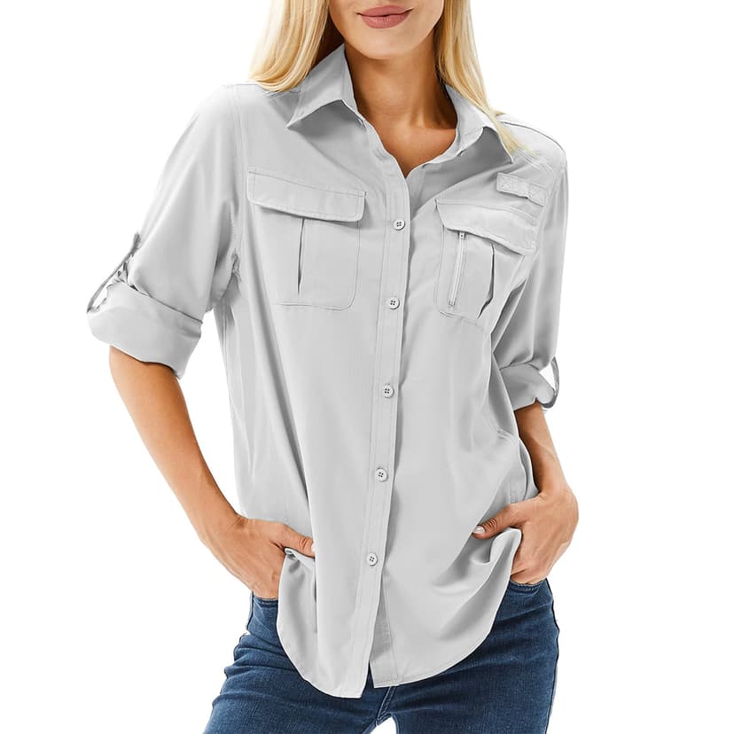 Toumett Women's UPF 50 Long Sleeve Sun Protection Shirts Safari Fishing Hiking