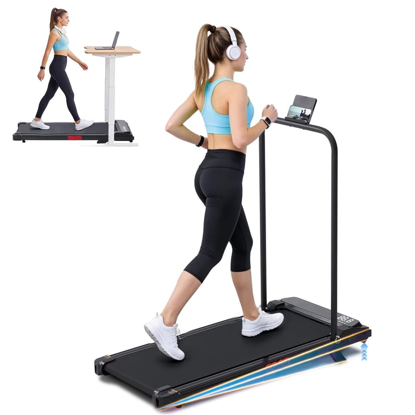 UYOGA Portable Walking Pad Treadmill with Handle Bar Incline for Home, 2026 Upgrade Under Desk Treadmill for Home Small with Handles, Mini Walking Treadmills for Exercising, 0.6-7.6MPH, 350LBS