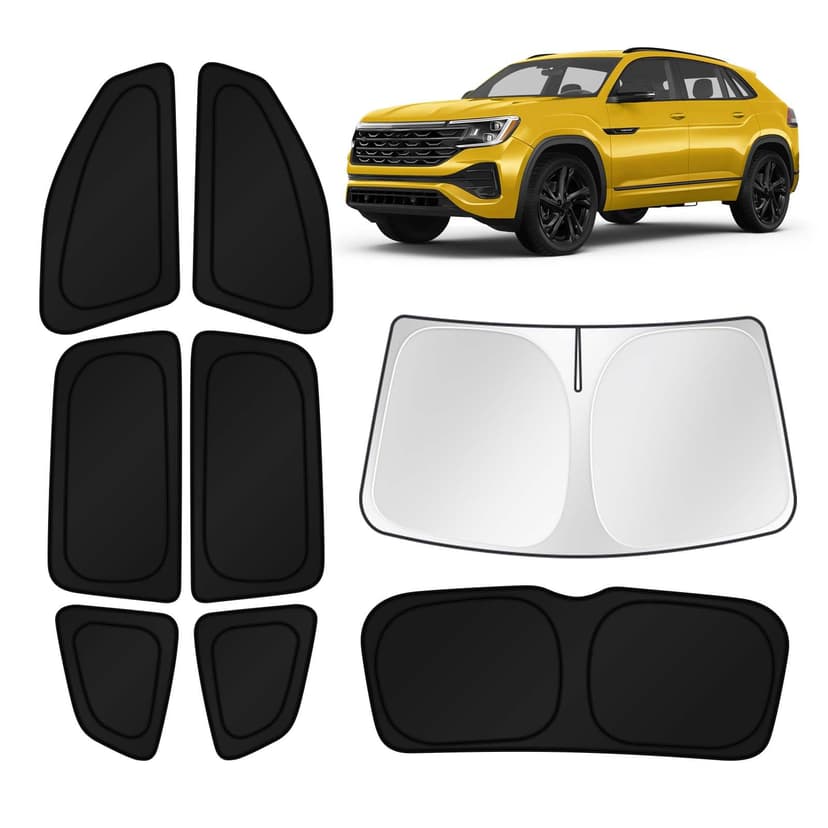 KUST Car Window Shades for 2018-2025 2026 Volkswagen Atlas Accessories Windshield Sun Shade Side Rear Window Covers Sunshade Privacy Protection for Camping Blackout UV Block Full Set 8PCS