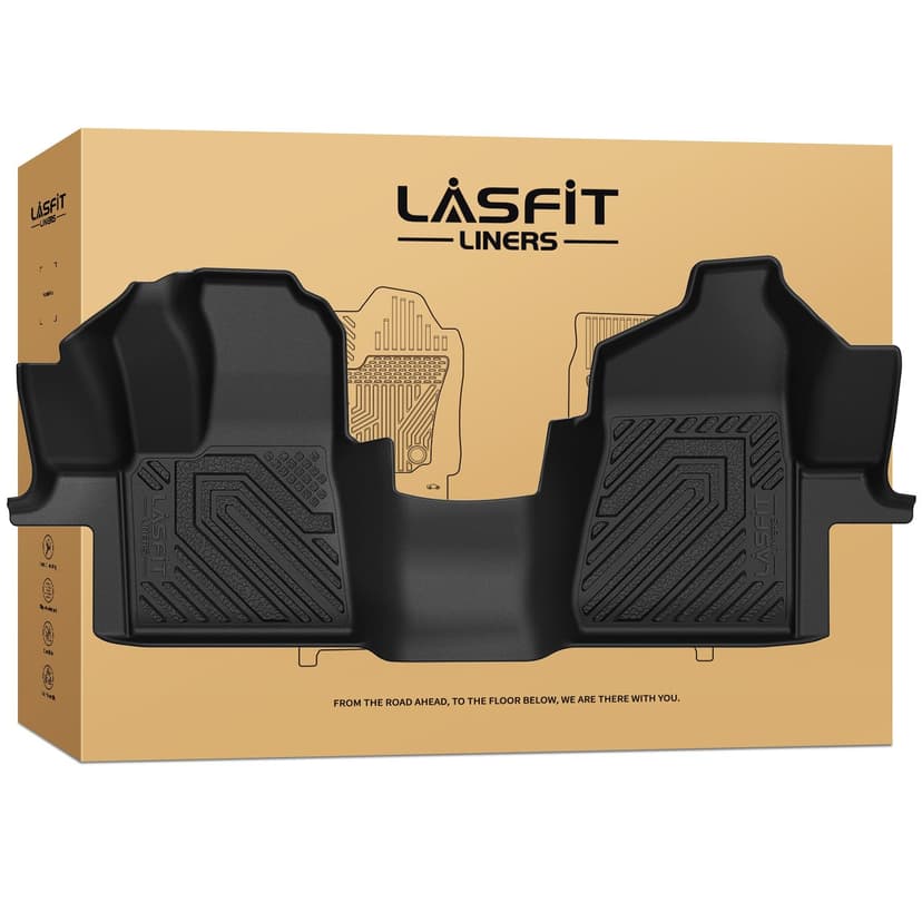 LASFIT Floor Mat for Ford Transit 150/250/350/350HD 2015-2021 Vinyl Floor | Transit-150 250 350 350HD Large Console All Weather TPE Durable Protector Full Coverage Floor Liners, Easy Clean Anti-Slip