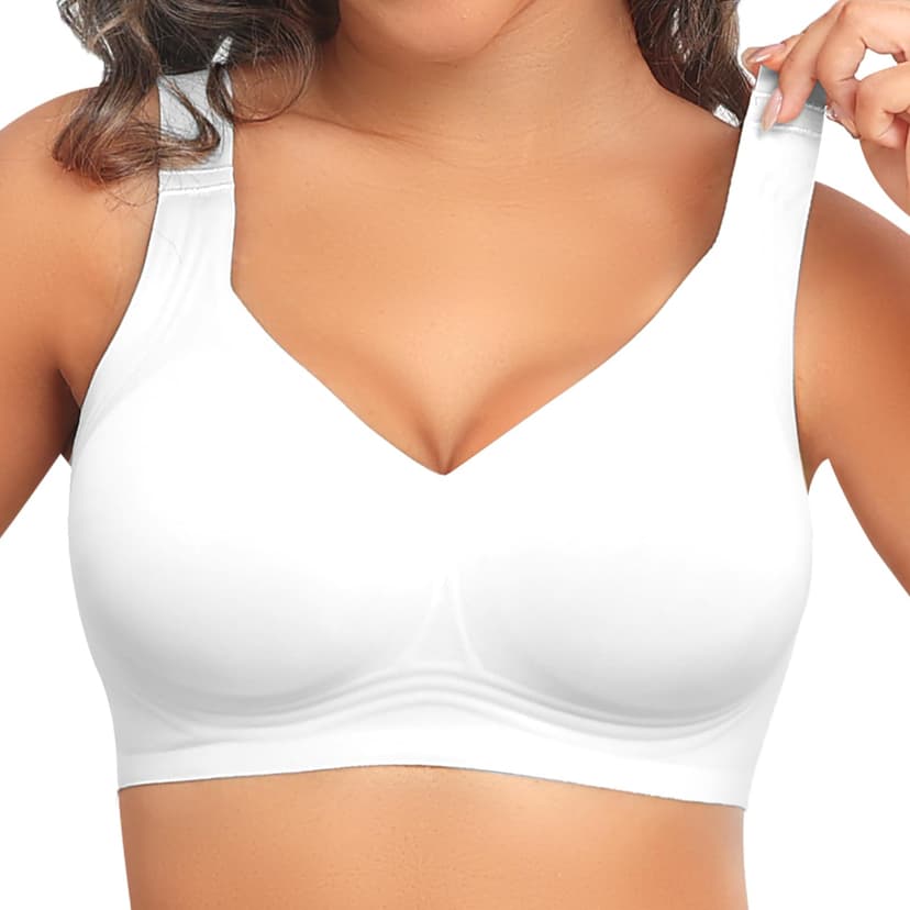 PoseFree Jelly Bras for Women No Underwire, Supportive Wireless Comfort Bra, Full Coverage Back Smoothing Bra