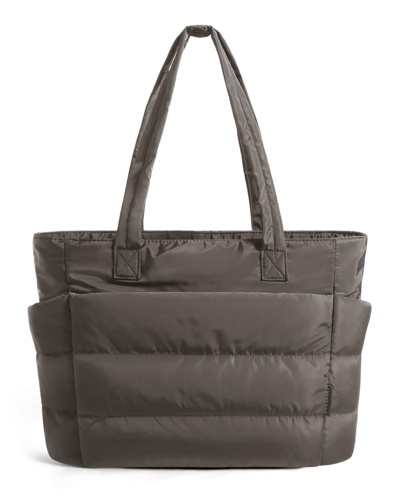 BAGSMART Puffy Tote Bag for Women, Lightweight Work Tote Handbag | 20L for 15.6" Laptop/ 18L for 15.6" Laptop, Quilted Shoulder Bag for Travel College Gym Daily