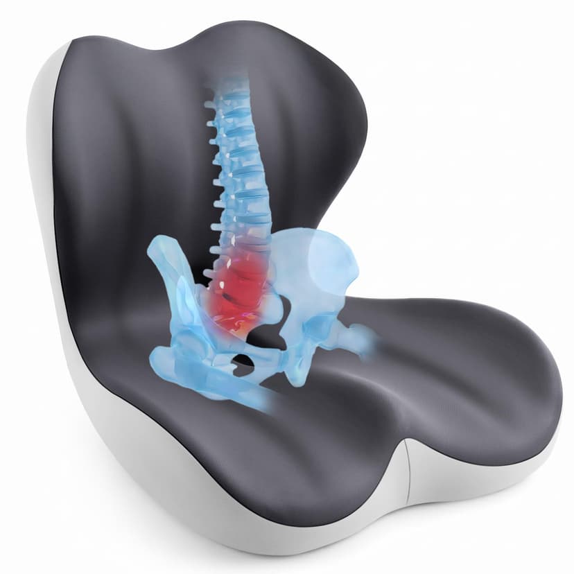 Synthcore Back and Seat Cushion for Office, Back & Tailbone Pain Relief, Raised Cushion for Lumbar and Butt, Double-Sided Anti-Slip, Improves Sitting Posture, Ergonomic Memory Foam Lumbar Cushion
