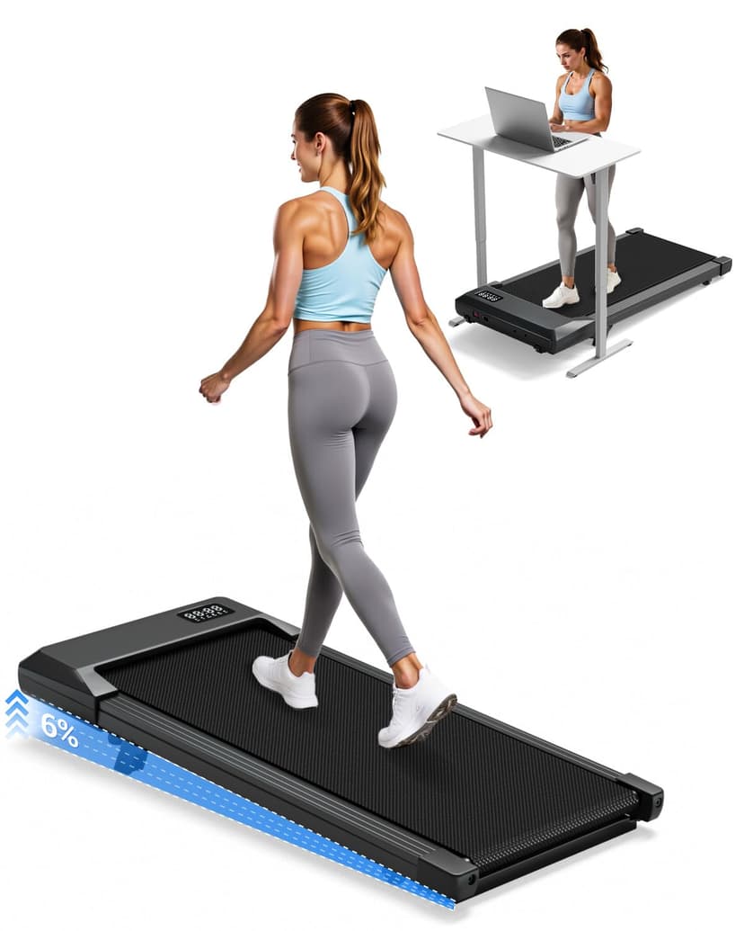 Superun Walking Pad with 6% Incline, Under Desk Treadmill for Home Office, 3 in 1 Portable Walking pad Treadmill with Remote Control, 2.5HP Quiet Mini Treadmills, 300 lbs Capacity